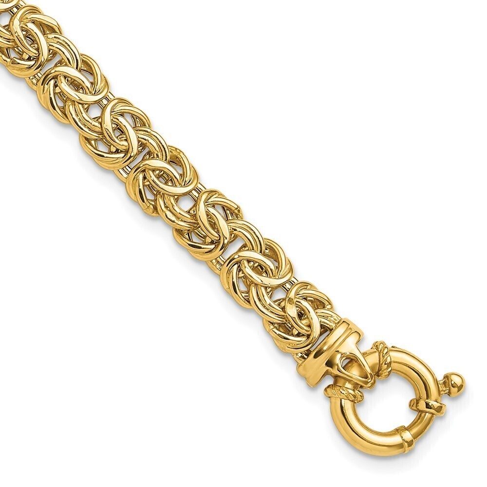 Kazi Luxury 14k Fancy 7mm Flat Byzantine Bracelet